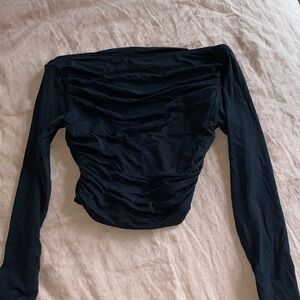 Women’s Black Long Sleeve Ruched Top